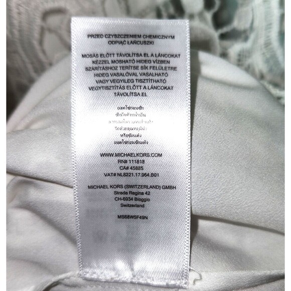 Michael Kors White Long Sleeve Lace Dress Gold Chain Detail Size Medium - Picture 6 of 11